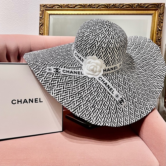 CHANEL CC Grosgrain Ribbon Camellia Flower Floppy Sun Hat - Influencer Trending - Picture 3 of 10